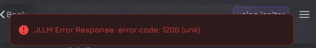 Janitor AI Error code 1200