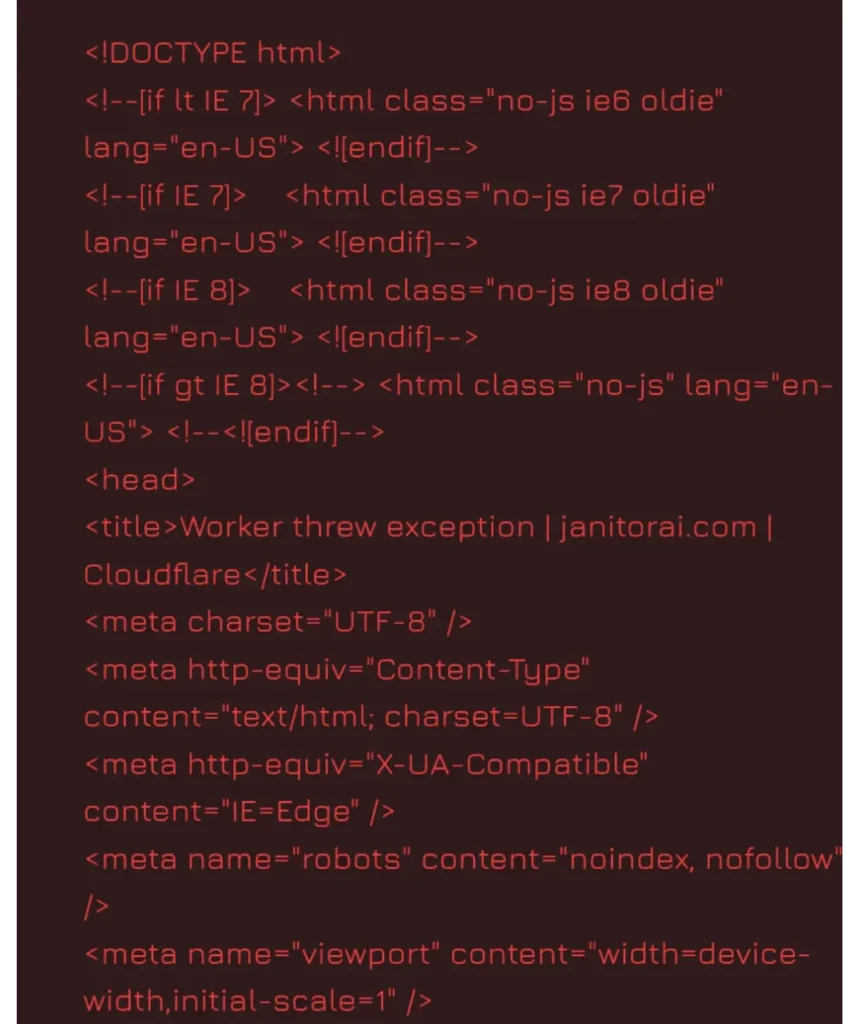 janitor ai is down and getting !DOCTYPE html error