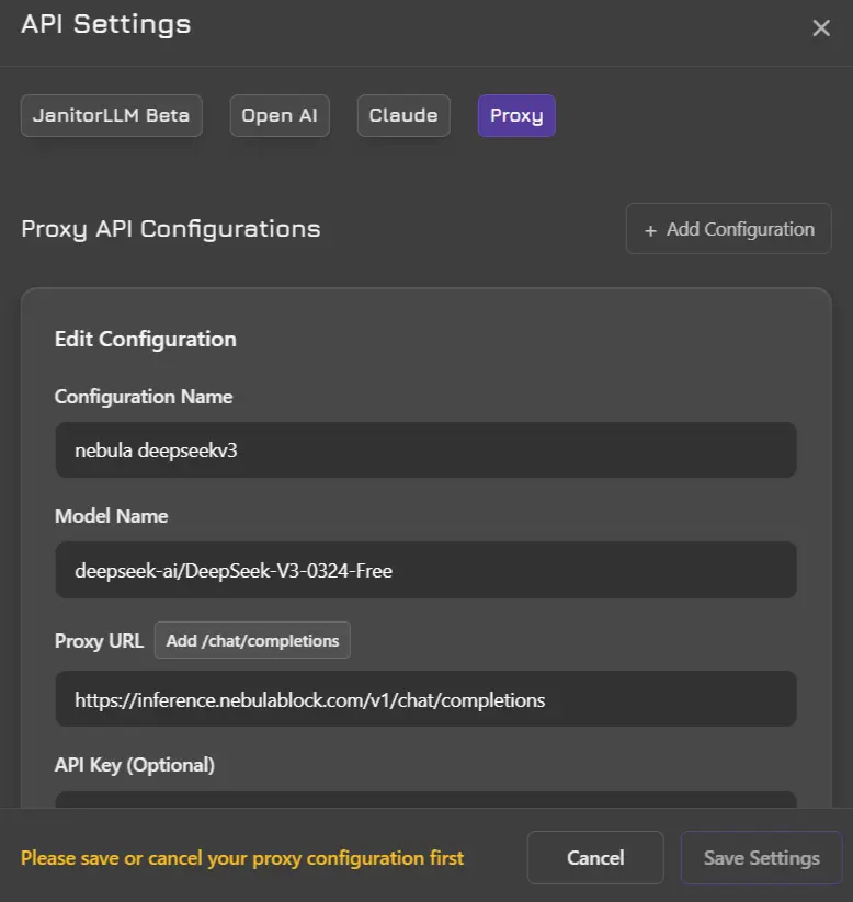 Free Janitor AI API and proxy