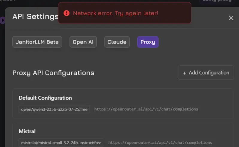 Free Janitor AI API and proxy